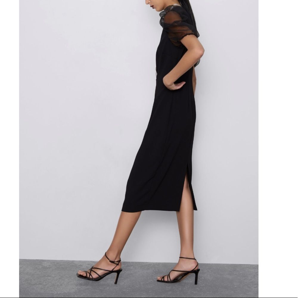 Black organza sleeve dress - Picture 3 of 7